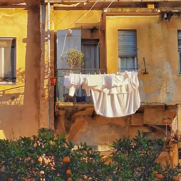 Washing hung out to dry on a line
